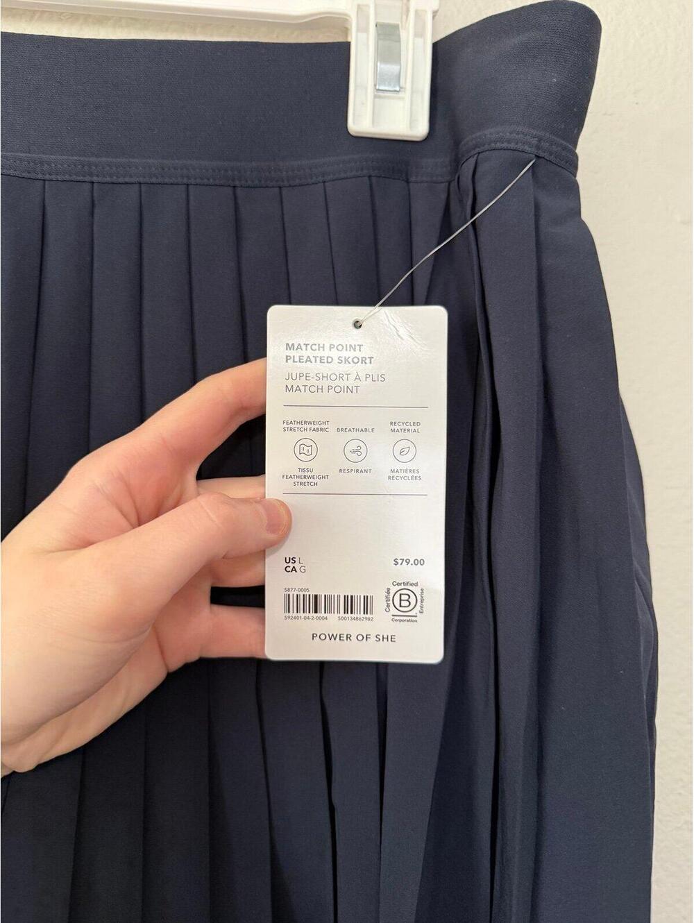 Athleta match point pleated skort size large in navy $79 retail NWT - Picture 3 of 5